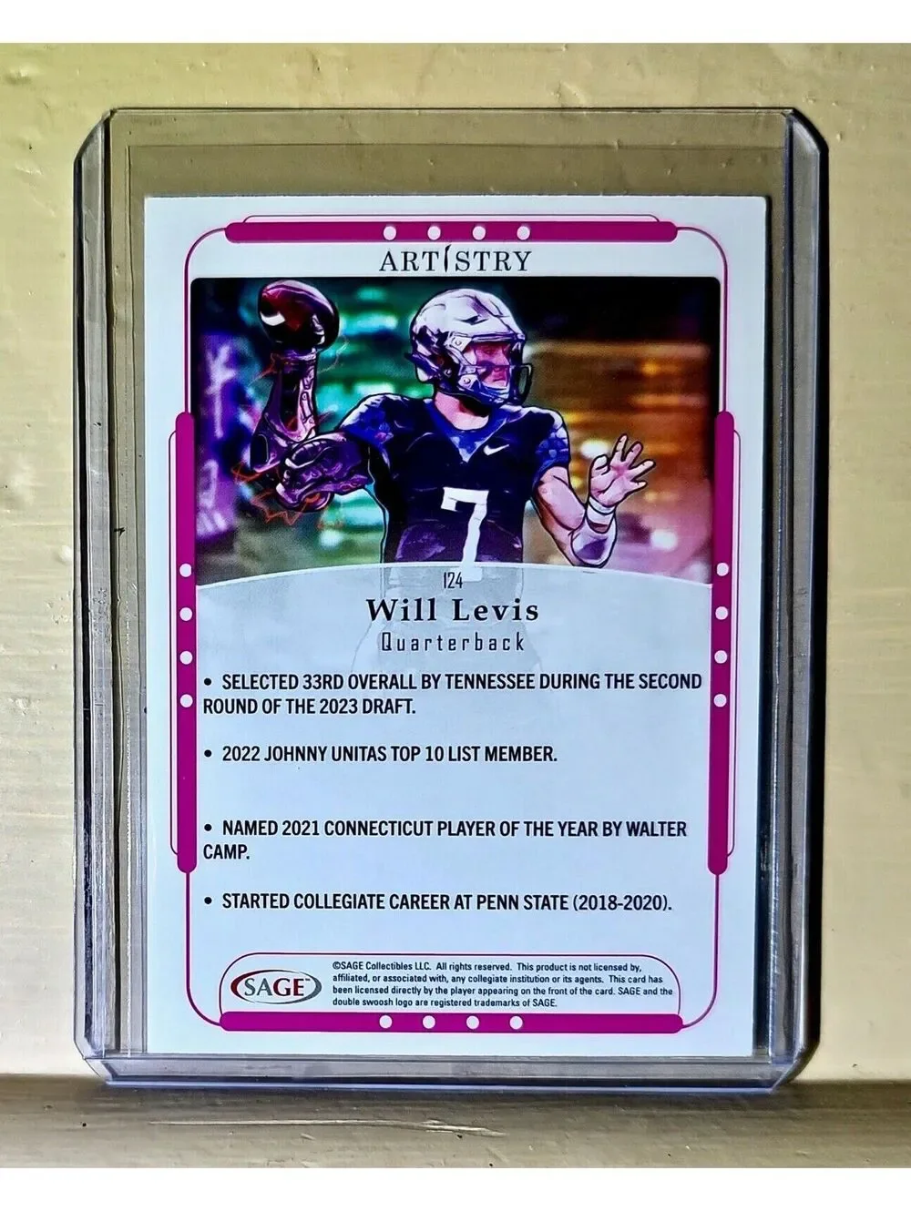 Will Levis 2023 SAGE NFL Artistry Football #124 Card